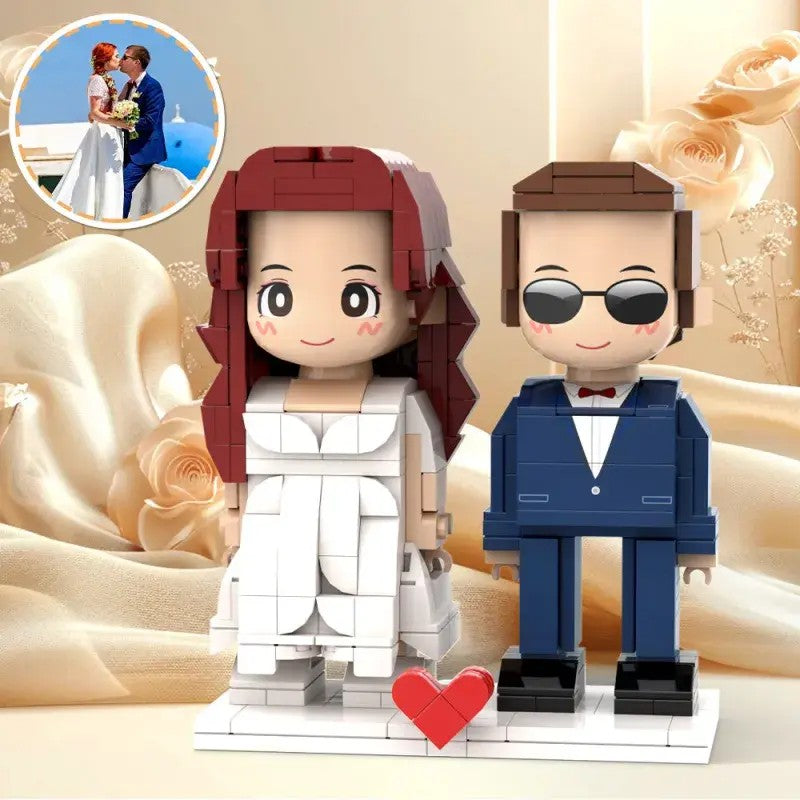 2 personalisierte Bausteinfiguren für Paare – Geschenk zum Valentinstag oder Jahrestag – Figur nach Foto