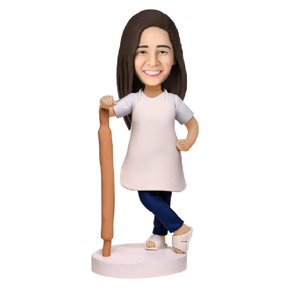 Personalisierter Bobblehead – Konditorin mit Wunschgravur.