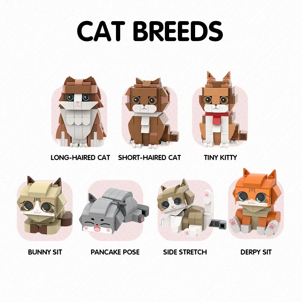 Personalisierte Brick Figuren Set – 1 Person und 3 Katzen