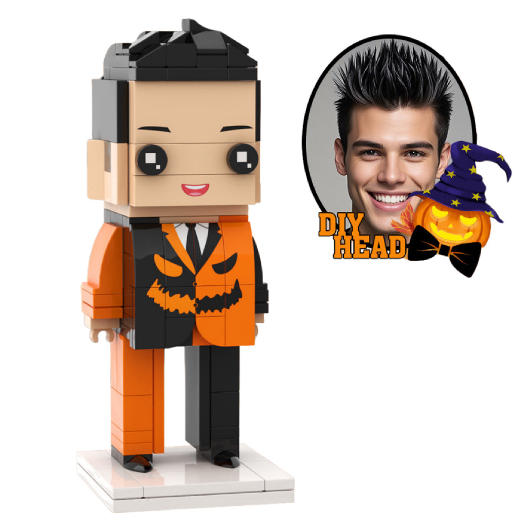 ForeverFig – Personalisierte Halloween Brick Figur mit Kürbiskopf
