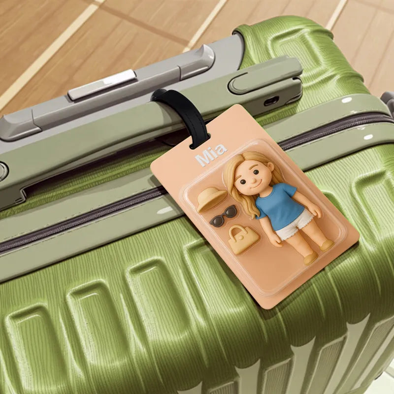 Personalized luggage tag with photo – cartoon figure with 3D effect