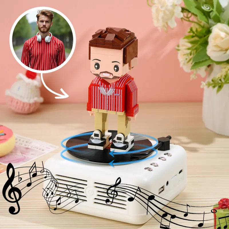 1-Personen Brick Figur mit Bluetooth-Lautsprecher – personalisierbar & mit Musikfunktion