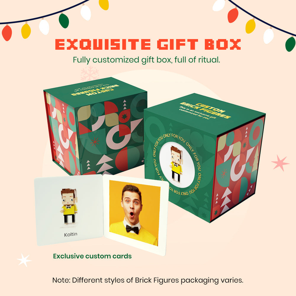 Personalisierte Bausteinfigur mit Bilderrahmen – 1 Person individuell gestaltbar