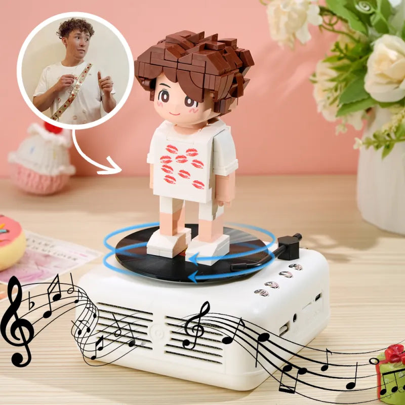 1-Personen Brick Figur mit Bluetooth-Lautsprecher – personalisierbar & mit Musikfunktion