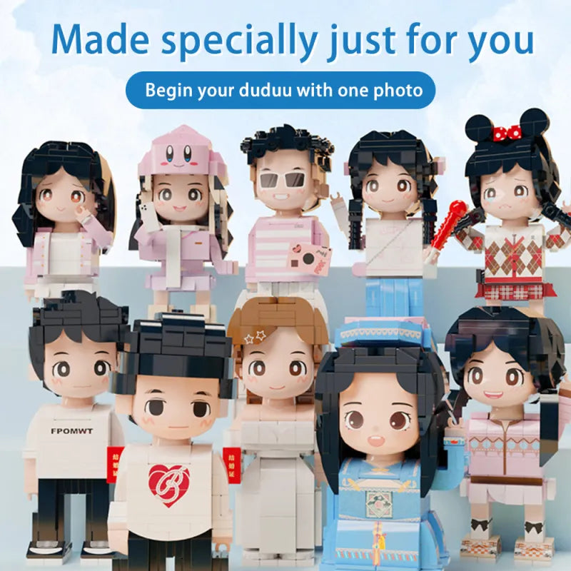 2 personalisierte Bausteinfiguren für Paare – Geschenk zum Valentinstag oder Jahrestag – Figur nach Foto