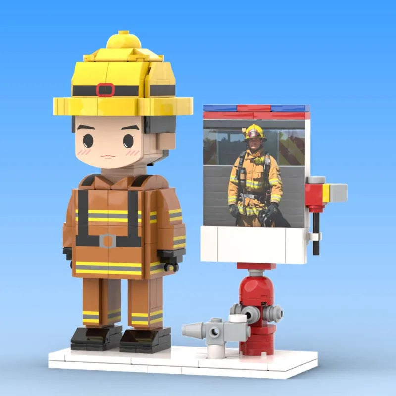 Personalisierte Bausteinfigur – Feuerwehrmann-Thema – 1 Person