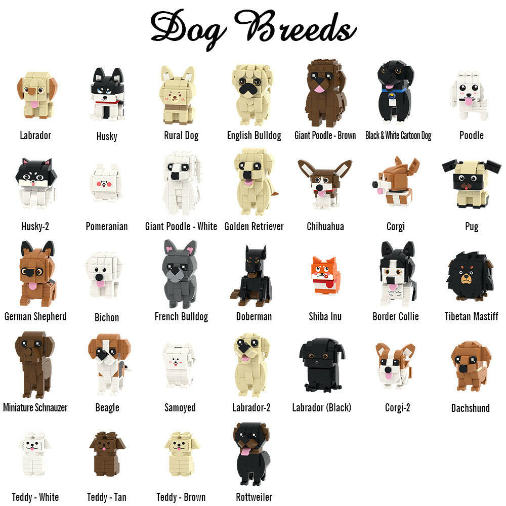 Eine Person Hund als personalisierte BauSteinFiguren