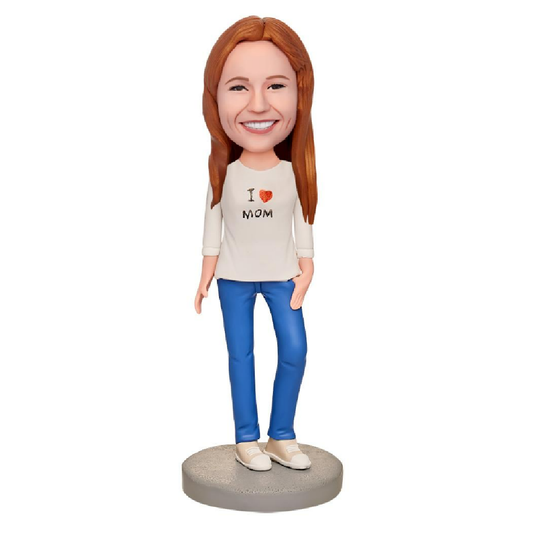 I Love My Mom – Personalisierte Bobblehead-Figur mit Gravur