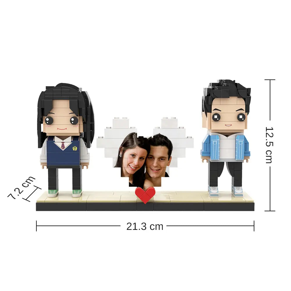 Benutzerdefinierte Ziegelfiguren - Block-Foto-Puzzle – 2 Personen in Vollkörperdarstellung