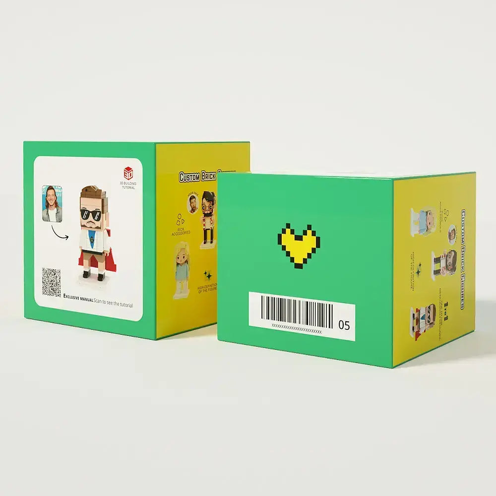 Deine Figur mit Katze und Hund – personalisierte Bausteinfiguren als besonderes Geschenk.