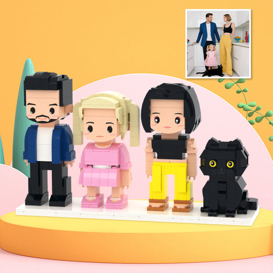 Brick Figuren Set – 3 Personen und 1 Katze