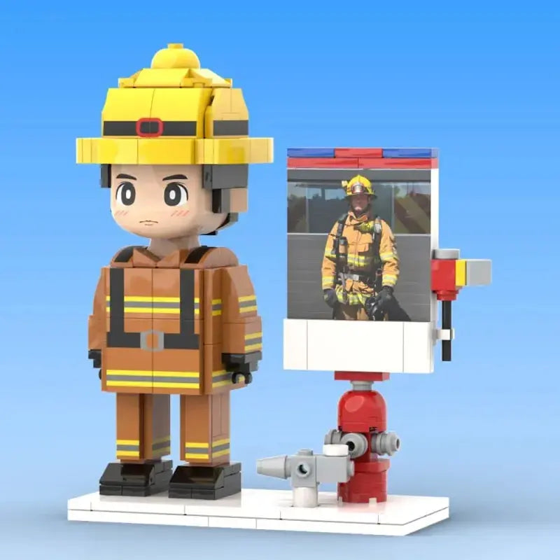 ForeverFig – Personalisierte Bausteinfigur Feuerwehrmann – 1 Person – Geschenk mit Foto - ForeverFig