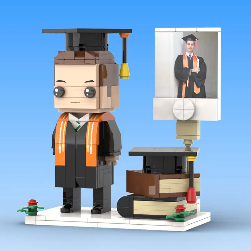 Personalisierte Figurenbaustein-Figur – 1 Person mit Foto – Abschluss-Edition.