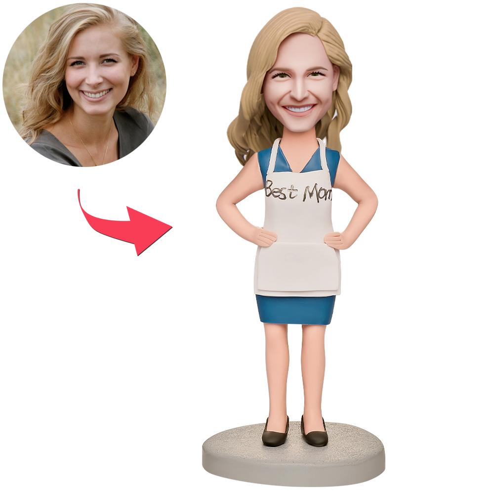 Mamá con delantal – Figura cabezona personalizada con grabado