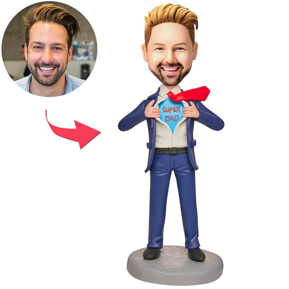 Súper Papá con Traje – Figura Cabezona Personalizada con Grabado