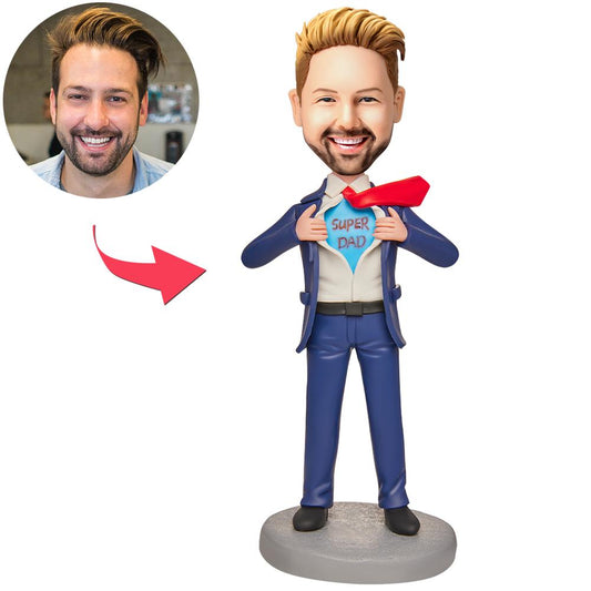 Super Dad im Anzug – Personalisierte Wackelkopffigur mit Gravur