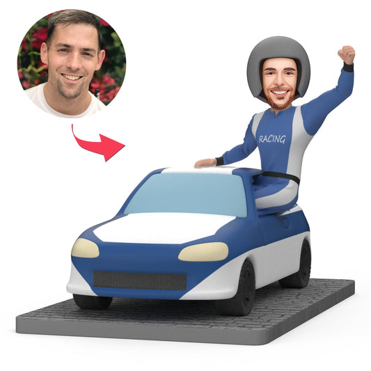 Volle Fahrt voraus – dein persönlicher Rennfahrer als Wackelkopffigur