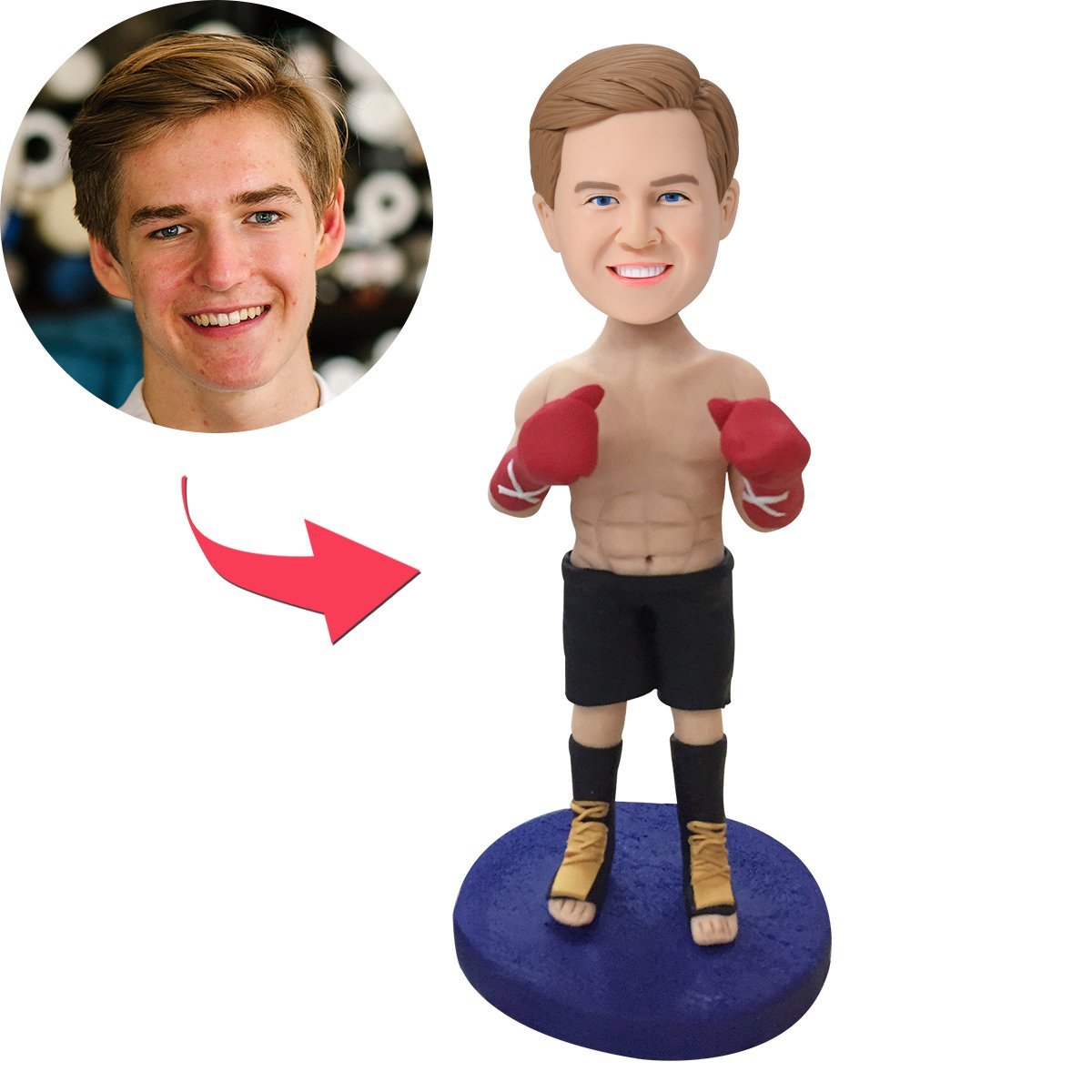 Personalisierter Bobblehead – Boxer – mit Wunschgravur.