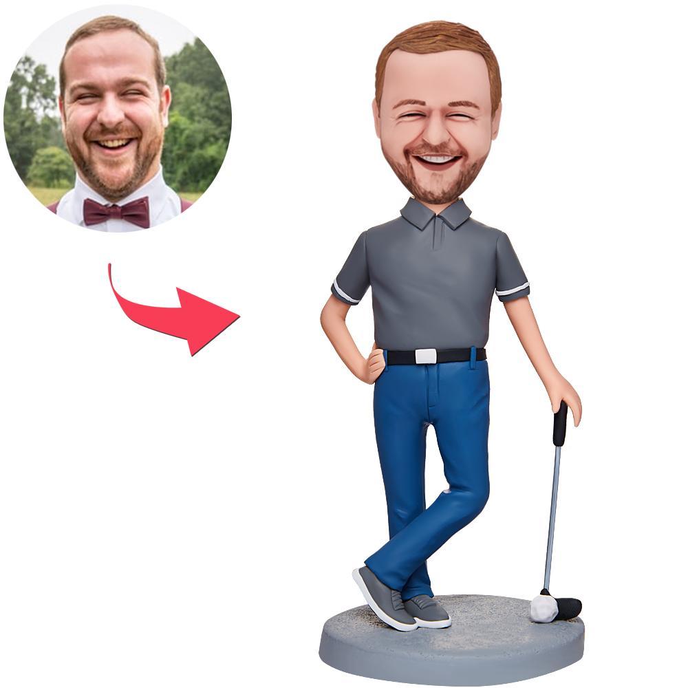 Personalisierter Bobblehead – Golfspieler – mit Wunschgravur.