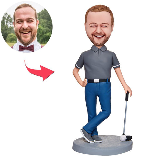 Personalisierter Bobblehead – Golfspieler – mit Wunschgravur.