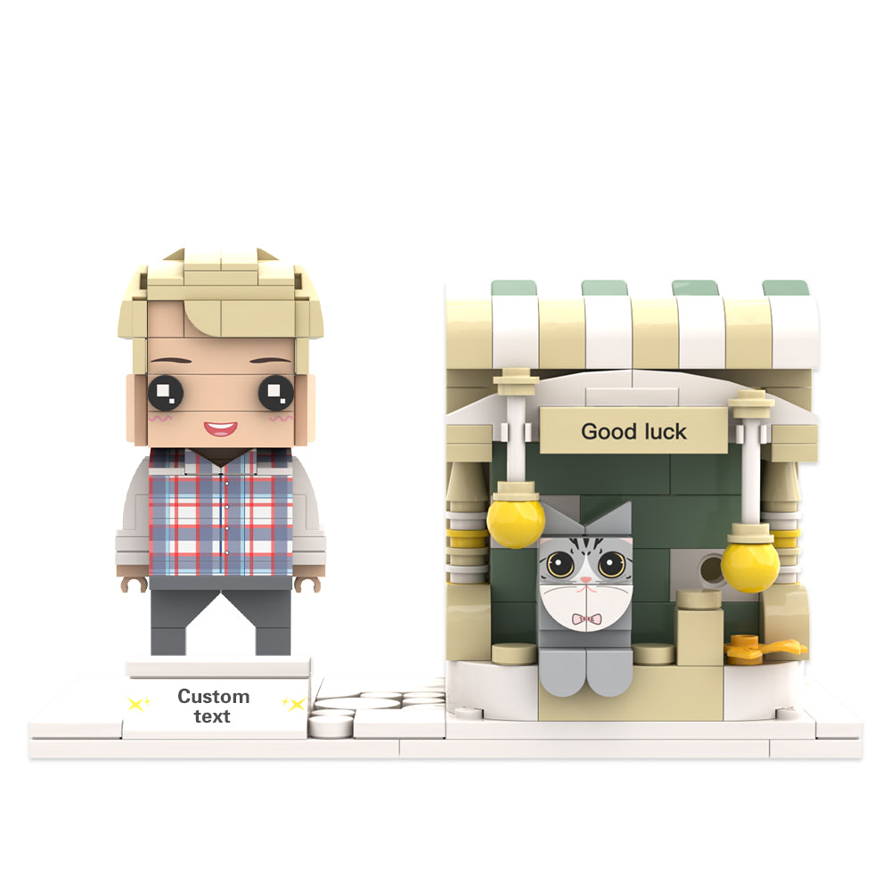 Personalized building block figure with pen holder – individual design for desk and everyday use