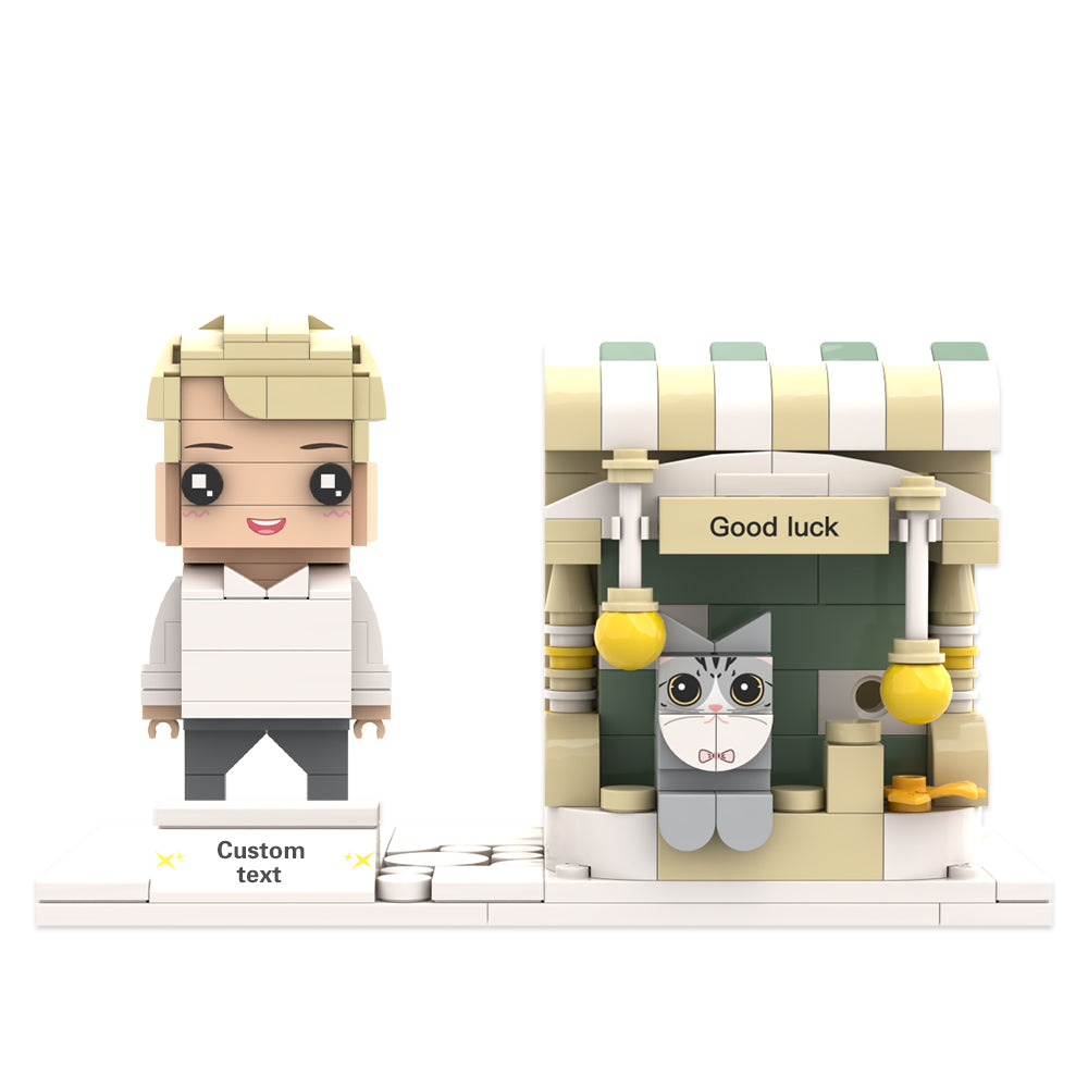 Personalized building block figure with pen holder – individual design for desk and everyday use