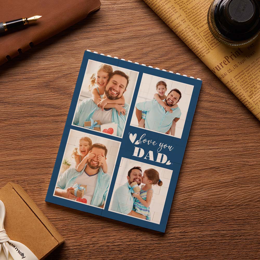 Personalized photo block made of building blocks – portrait format – Father's Day gift