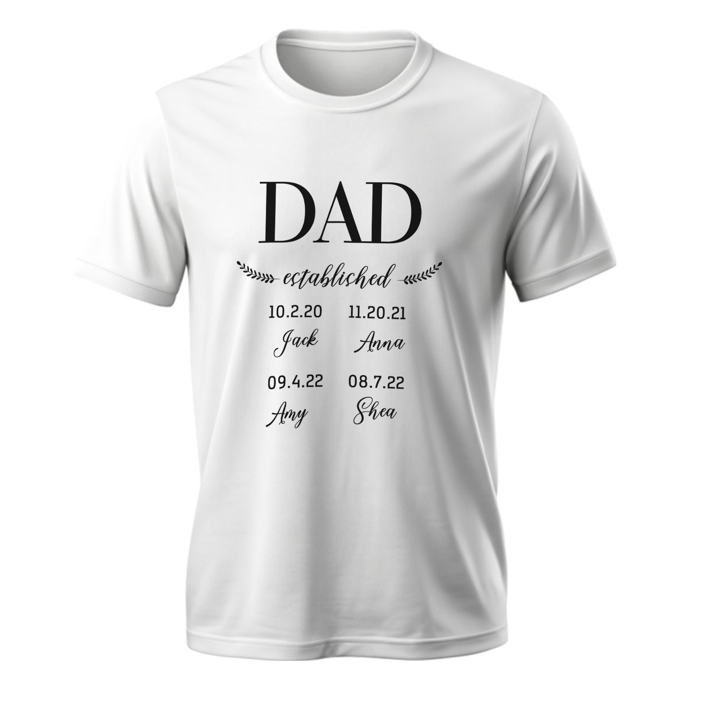 Personalized T-Shirt “Daddy Established” – Gift for Dad or Grandpa