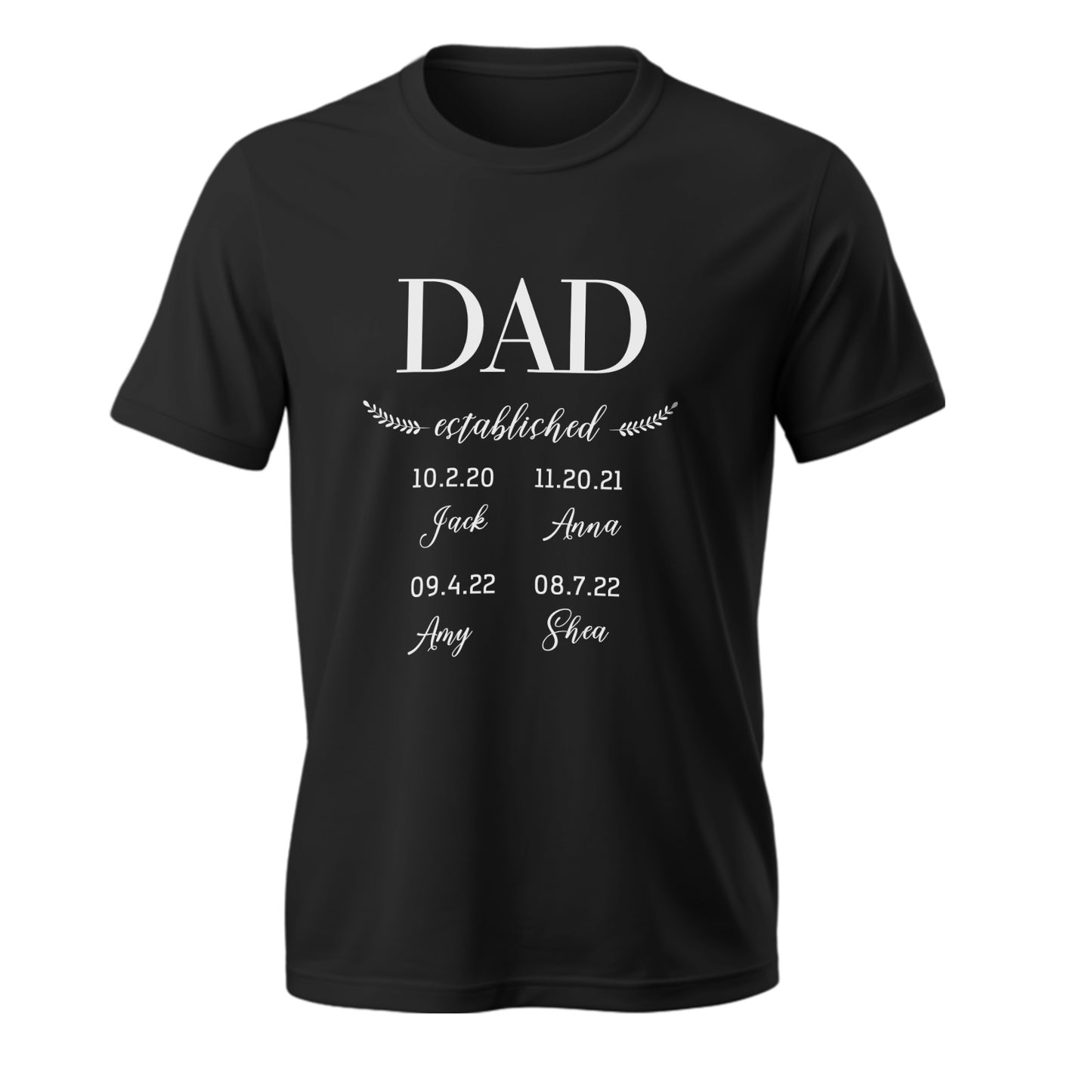 Personalized T-Shirt “Daddy Established” – Gift for Dad or Grandpa