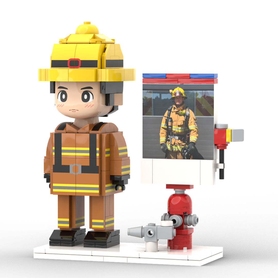 Personalisierte Bausteinfigur – Feuerwehrmann-Thema – 1 Person