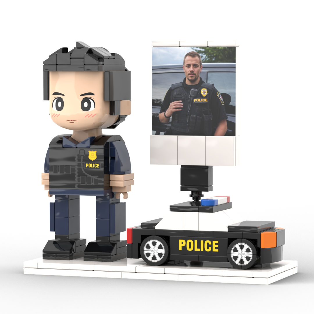 Personalized Building Block Figure – Police Theme – 1 Person