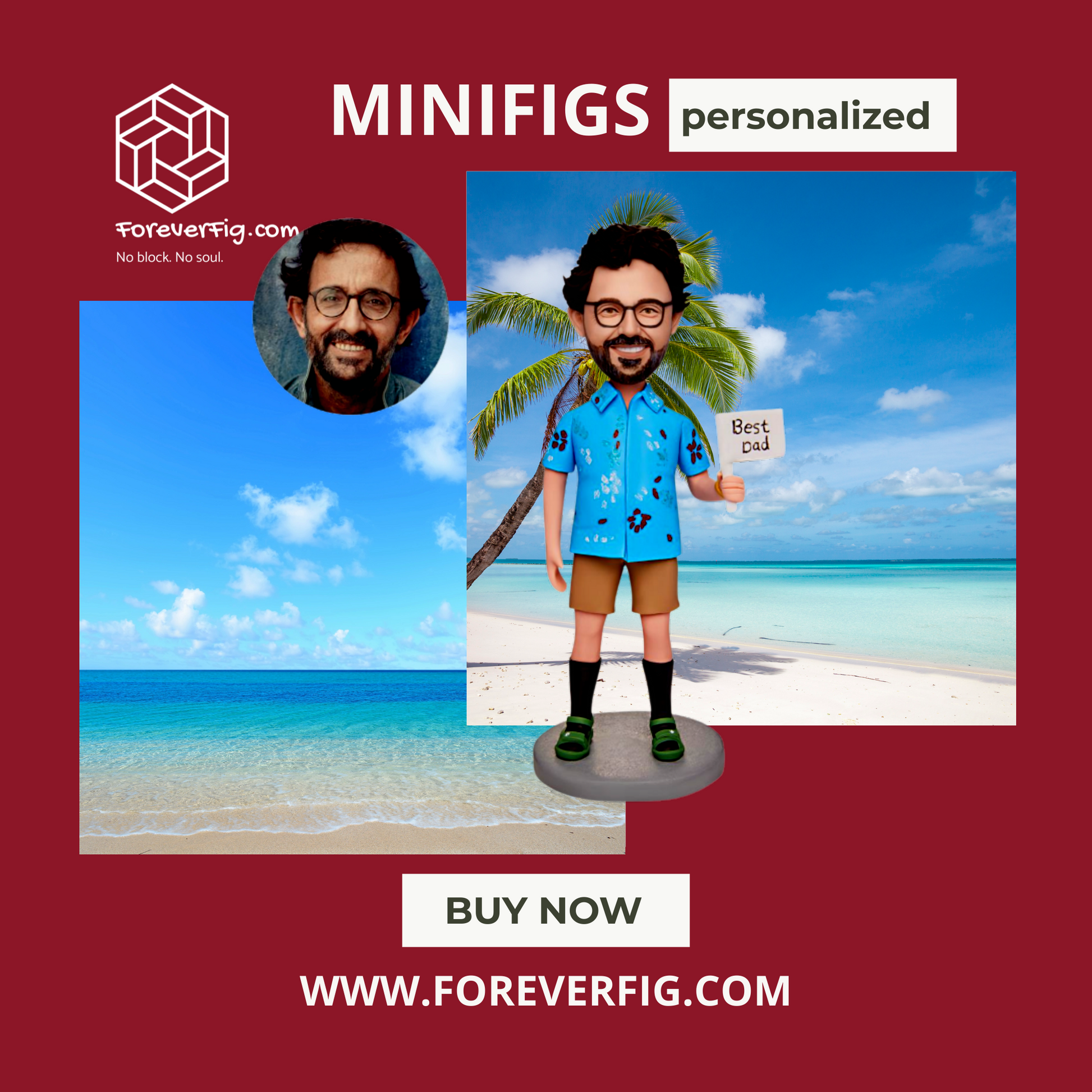 Hawaii Shirt Daddy – Personalisierter Bobblehead mit Gravur