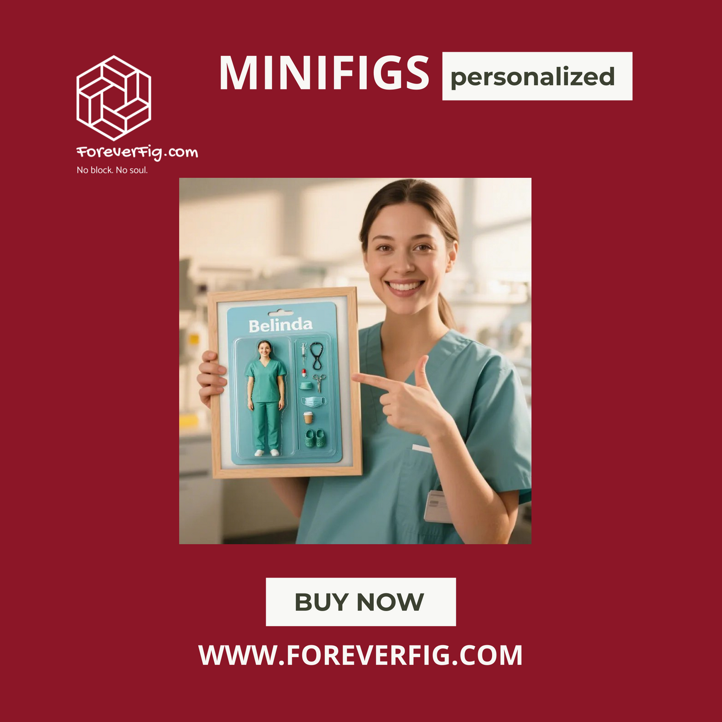 Your own action figure in a picture frame – personalized; unique