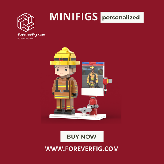 Personalisierte Bausteinfigur – Feuerwehrmann-Thema – 1 Person