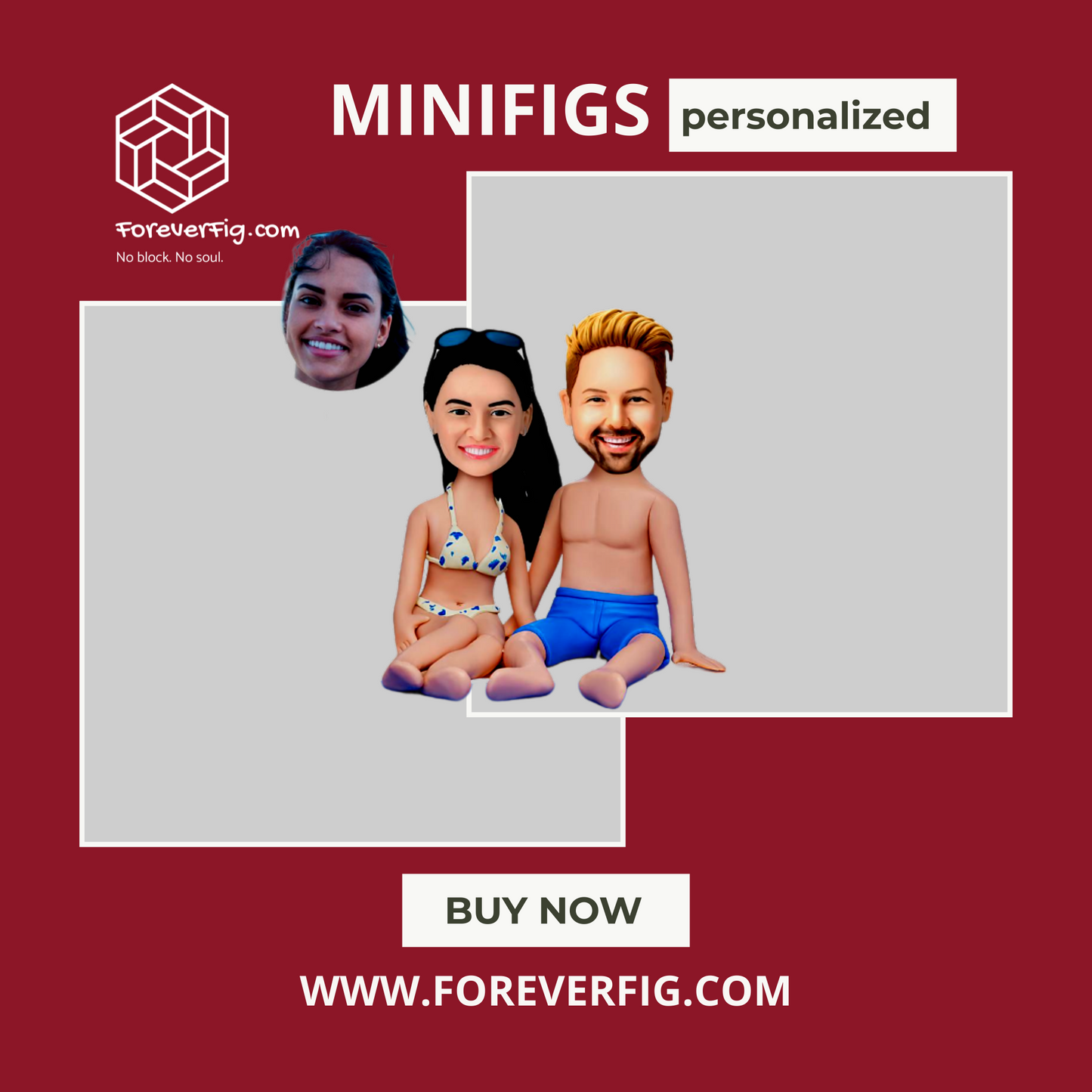 Couple Sitting On The Beach – Personalisierte Bobbleheads mit Gravur