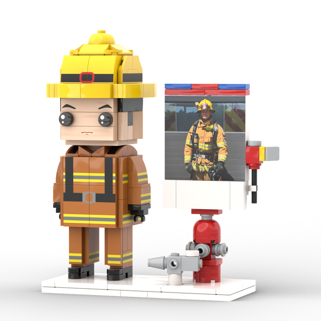 Personalisierte Bausteinfigur – Feuerwehrmann-Thema – 1 Person