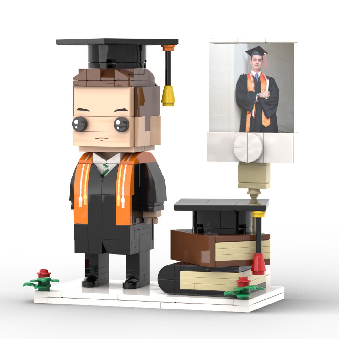 Personalisierte Figurenbaustein-Figur – 1 Person mit Foto – Abschluss-Edition.