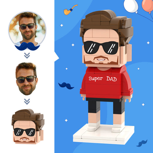 Super Dad – Personalisierte Bausteinfigur mit Fotokopf – Die perfekte Überraschung für Papa