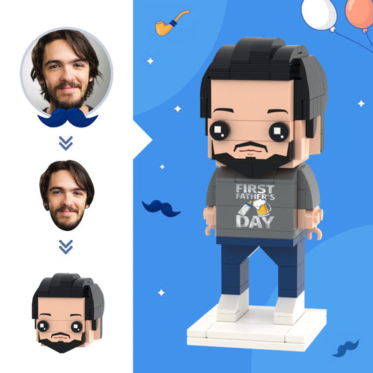 First Father’s Day – Personalisierte Bausteinfigur mit Fotokopf