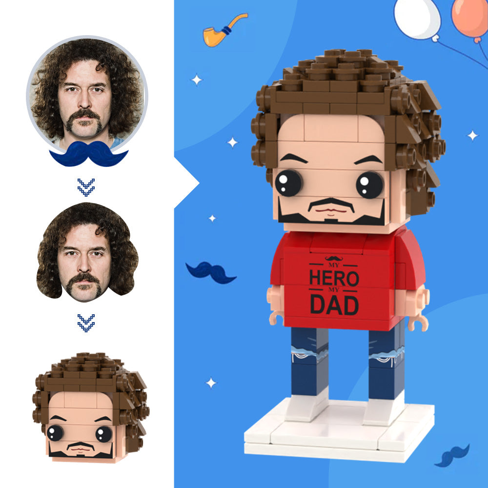 Mi Papá Héroe – Figura de construcción personalizada con cabeza con foto