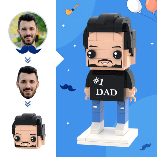 No.1 Dad – Personalisierte Bausteinfigur mit Fotokopf