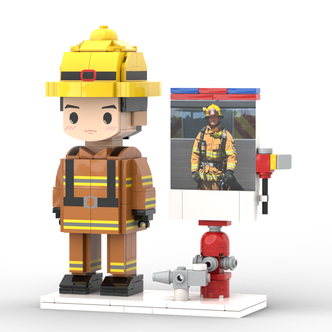 Personalisierte Bausteinfigur – Feuerwehrmann-Thema – 1 Person