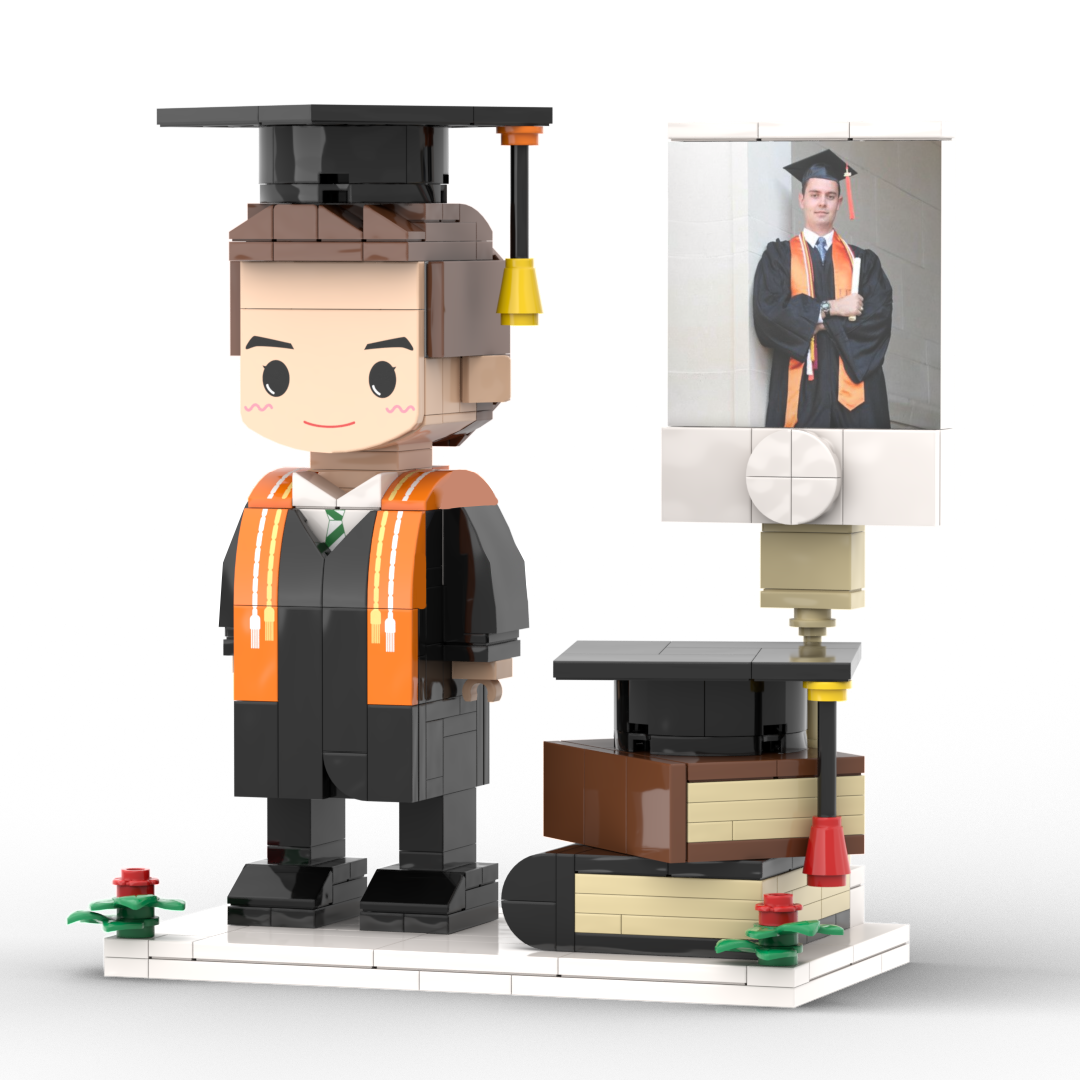 Personalisierte Figurenbaustein-Figur – 1 Person mit Foto – Abschluss-Edition.