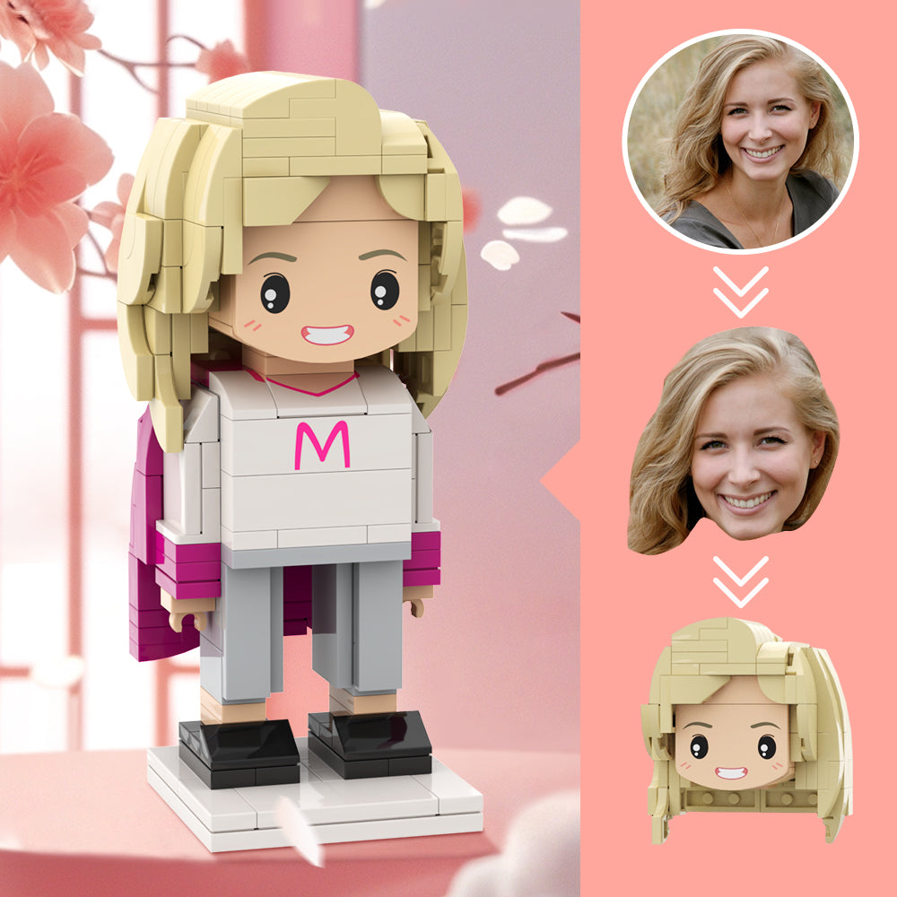 Super Mom – Runde Bausteinfigur mit personalisierbarem Kopf (Geschenk zum Muttertag)