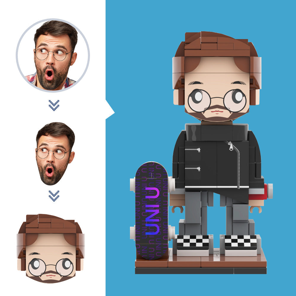 Personalisierte Bausteinfigur – Skateboarder im Miniformat