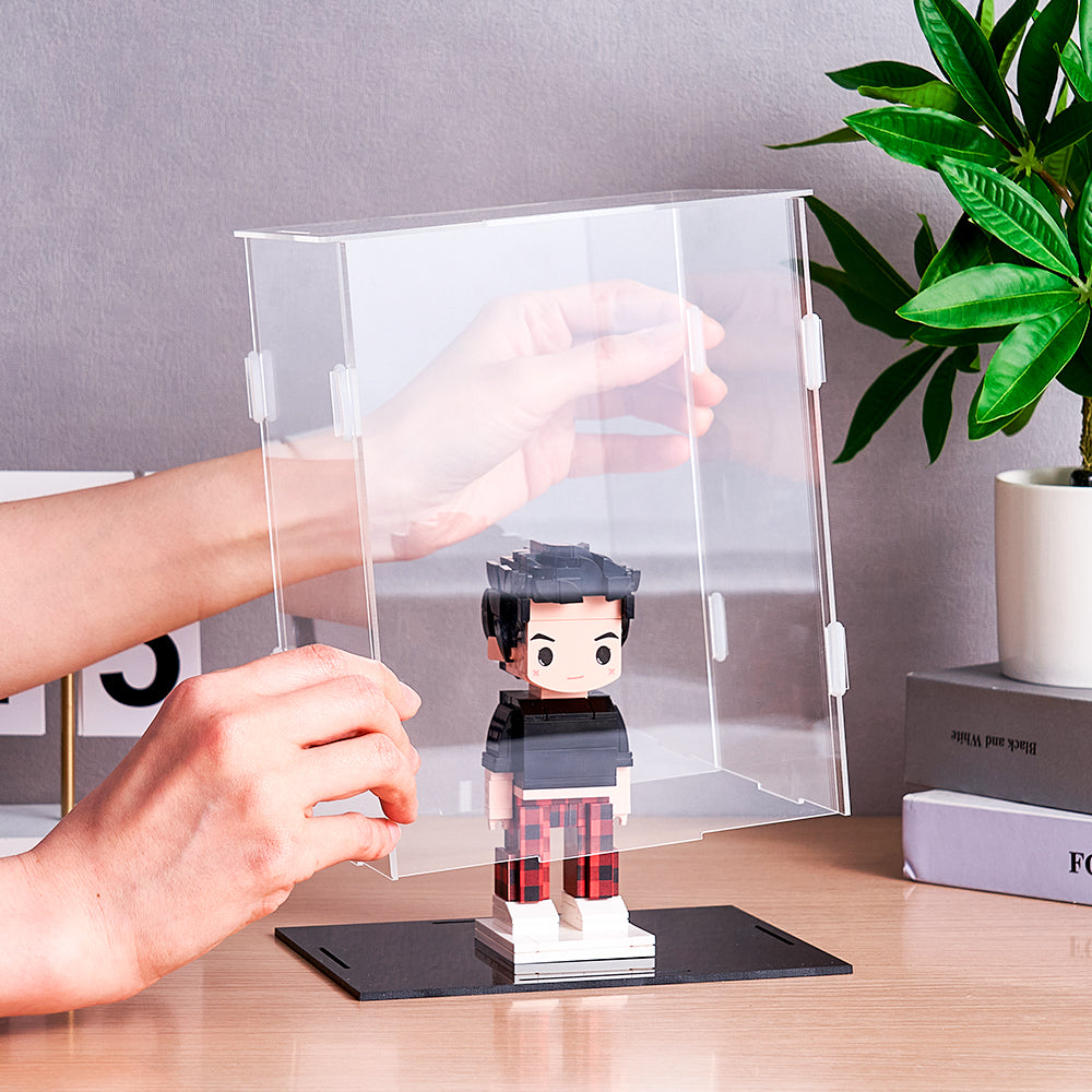 Staubdichte Acryl-Vitrine für Figurenbausteine und Sammlerfiguren – 15 × 10 × 20 cm.
