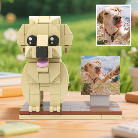 Custom Full-Body Brick Figures of 1 Dog with Frame Personalized Birthday Gift.