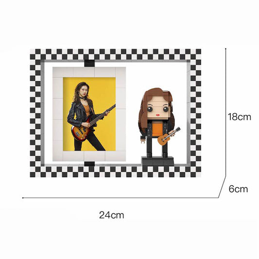 Personalisierte Bausteinfigur mit Bilderrahmen – 1 Person individuell gestaltbar