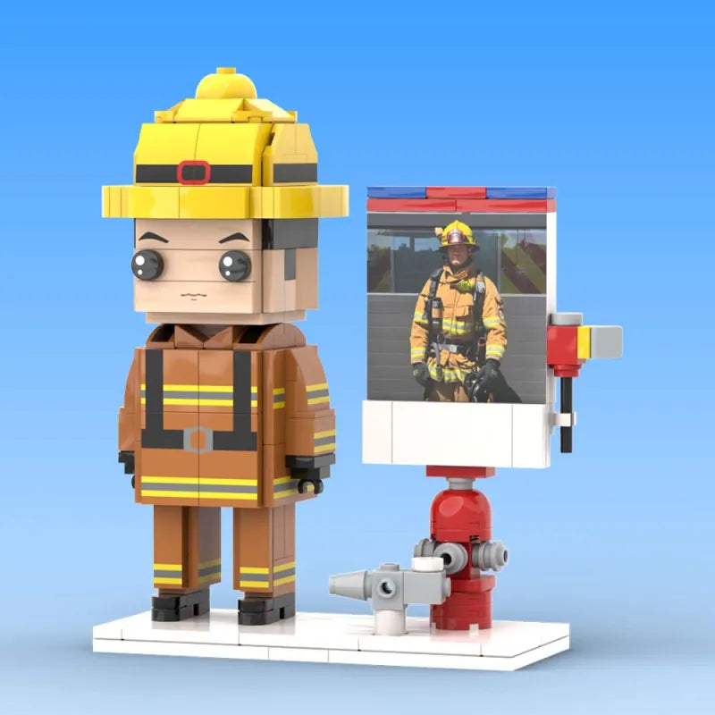 Personalisierte Bausteinfigur – Feuerwehrmann-Thema – 1 Person