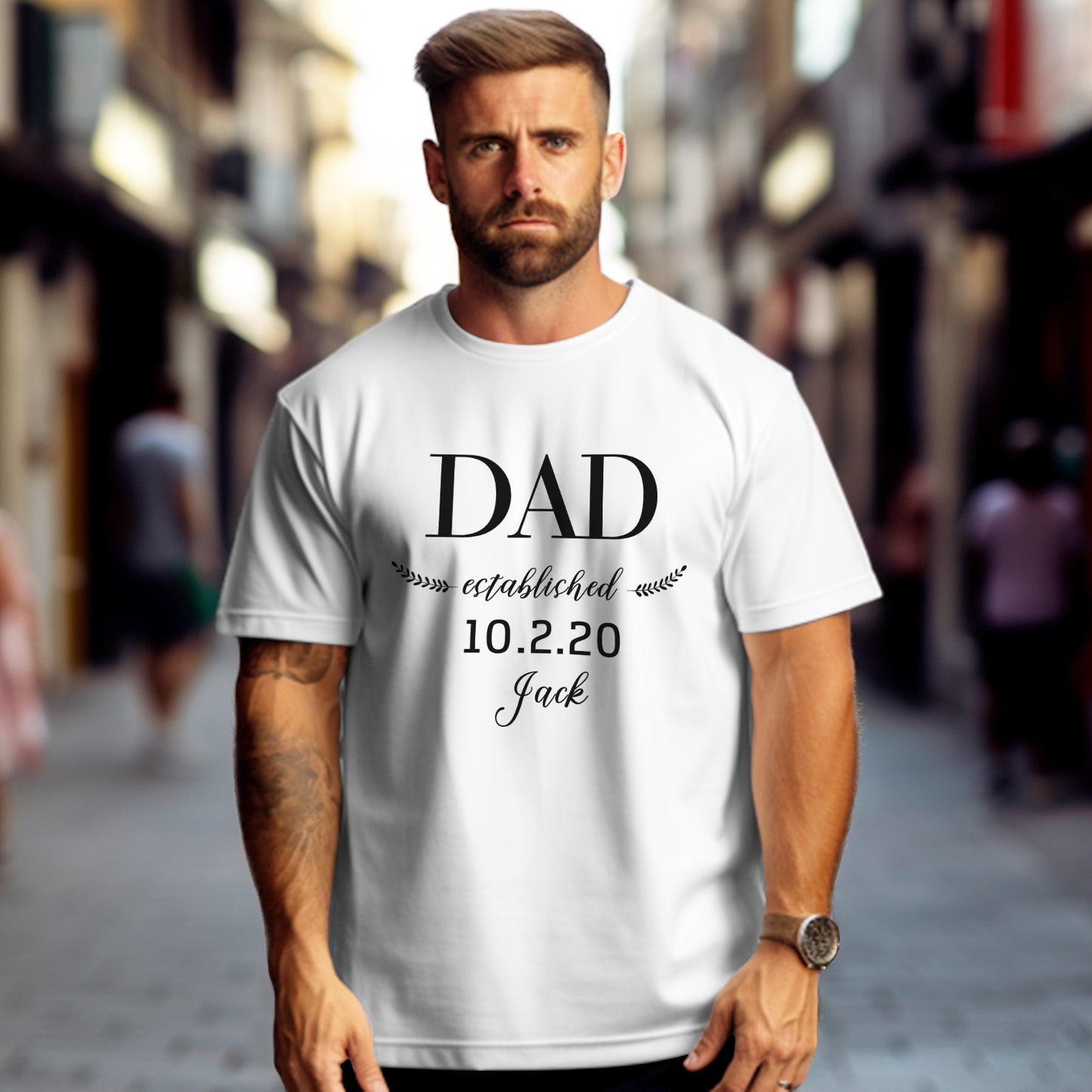 Personalized T-Shirt “Daddy Established” – Gift for Dad or Grandpa